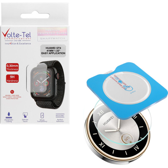 Volte-Tel Tempered Glass Huawei GT4 41MM 1.32'' 9H 0.30mm 2.5D Easy Application Full Glue Full Cover TRANSPARENT