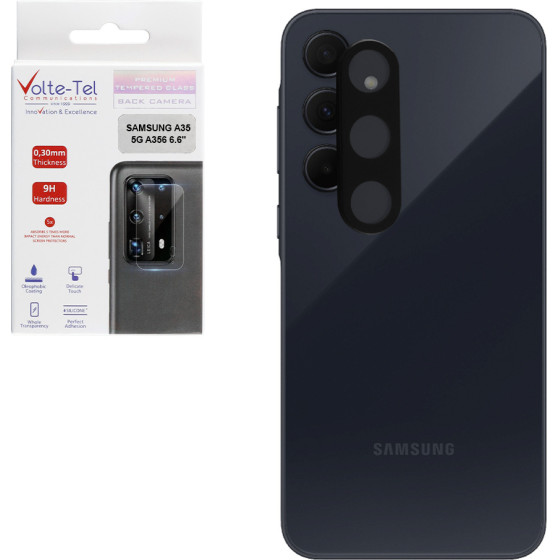 Volte-Tel Tempered Glass Samsung A35 5G A356 6.6'' 9H 0.25mm 3D Curved For Camera BLACK