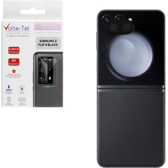 Volte-Tel Tempered Glass Samsung Z Flip 6 9H 0.25mm 3D Curved For Camera BLACK