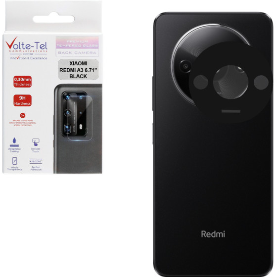 Volte-Tel Tempered Glass Xiaomi Redmi A3 6.71'' 9H 0.25mm 3D Curved For Camera BLACK