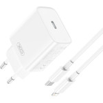 XO Travel Charger CE15 Pd 20W+ Data Cable Type C To Lightning White - (CE15LW)