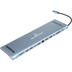 Powertech Docking Station 12 �����, ���� laptop, USB-C, ���� - (BYL-2003U2)