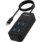 Powertech Usb Hub 4x �����, 5 Gbps, USB-C �������, 1m, ����� - (PTR-0156)