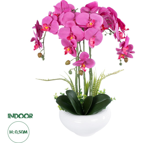 GloboStar Artificial Garden Dark Pink Orchid ������������ ���� ������ ������� �50cm - (21123)