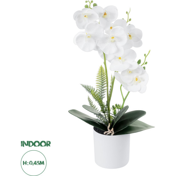 GloboStar Artificial Garden White Orchid ������������ ���� ����� ������� �45cm - (21076)