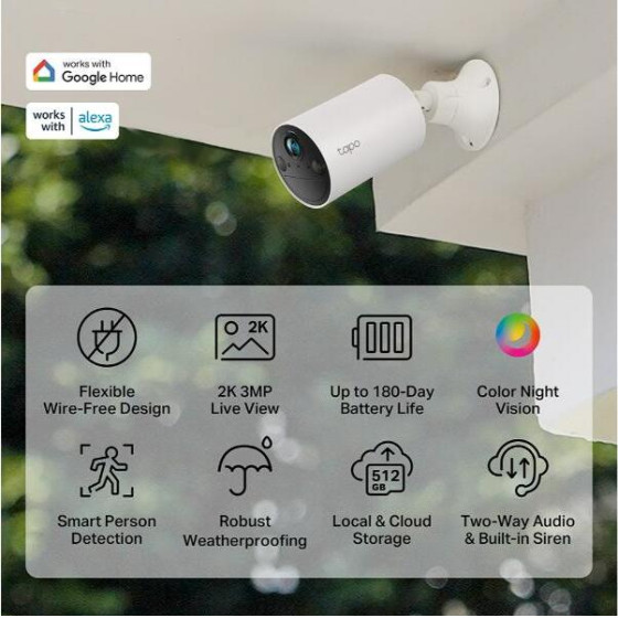 TP-Link Smart Wire-Free Indoor/Outdoor Security Camera - (Tapo C410)