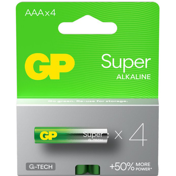 GP ��������� ��������� 1.5V Super Alkaline G-Tech +50% More Power 4/Blister - (LR03/Size AAA)