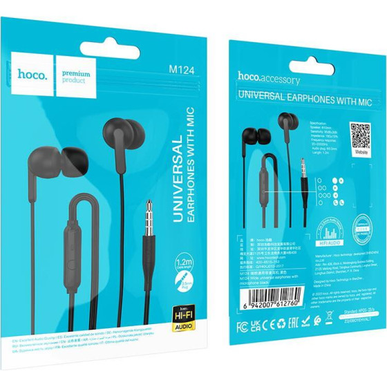 Hoco M124 ��������� 3.5MM Jack Wide Universal �� ��������� , ����� - (M124-BK)