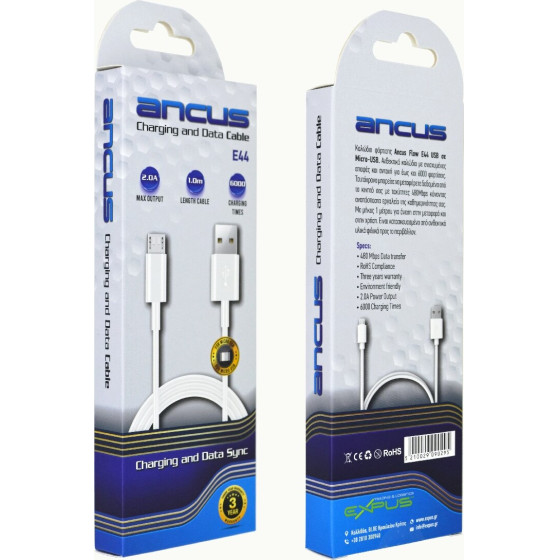 Ancus ������� �������� ��� �������� USB �� Micro-USB 2.0A 480Mbps Data Transfer ����� 1�. - (Flow E44)