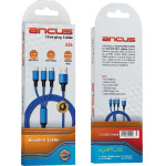 Ancus ������� �������� USB 3 �� 1 Micro-USB, USB-C, Lightning 2.0A �� Braided ������� ���� 1�. �� 5 ������ ������� - (Flow Plus E54)