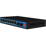 Ewind Ethernet Switch 8xRJ45 10/100/1000Mbps + 2x1000Mbps Gigabit Fiber PoE Switch �� 2xGiga SFP IP30 - (EW-S1910FG-DP)