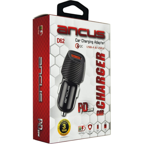 Ancus ��������� ����������� Dual USB-C PD 20W ��� USB QC 3.0A 18W ����� - (Pulse D62)