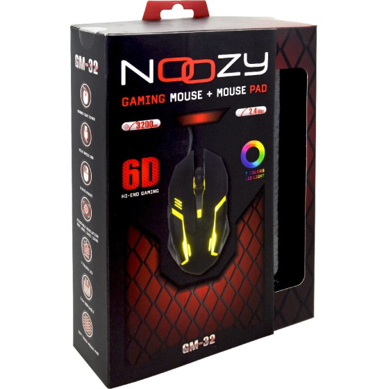 Noozy ��������� ������� Gaming 6D �� 6 �������, 3200 DPI ��� Mousepad - (GM-32)