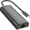 Hoco ���������� 8-in-1 USB-C �� USB 3.0 5Gbps USB 2.0 USB-C PD100W USB-C Micro SD TF Card HDMI 4K ��� RJ45 - (HB44 Easy Safe)