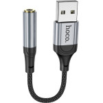 Hoco ���������� �������� ���� USB to 3.5mm Hi-Fi �������� �� ���� ��� �������� Braided 12cm - (LS36 Fresh)