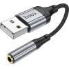 Hoco ���������� �������� ���� USB to 3.5mm Hi-Fi �������� �� ���� ��� �������� Braided 12cm - (LS36 Fresh)