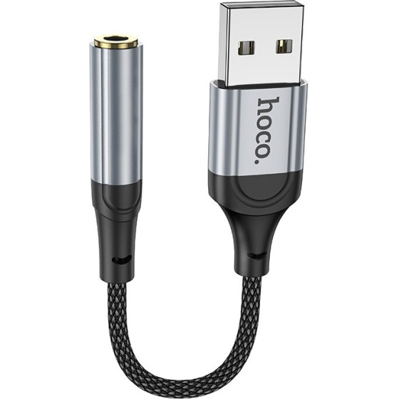 Hoco ���������� �������� ���� USB to 3.5mm Hi-Fi �������� �� ���� ��� �������� Braided 12cm - (LS36 Fresh)