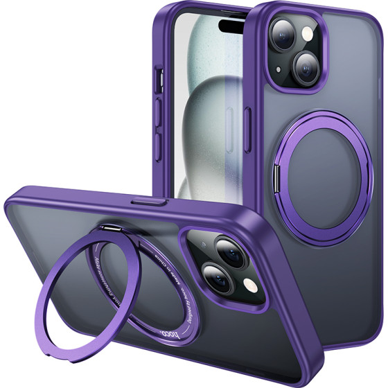 Hoco ���� Stand Magnetic Case 2 in 1 Mag-Charge 360� Rotating Ring ��� Apple iPhone 15 Plus ��� - (AS1)