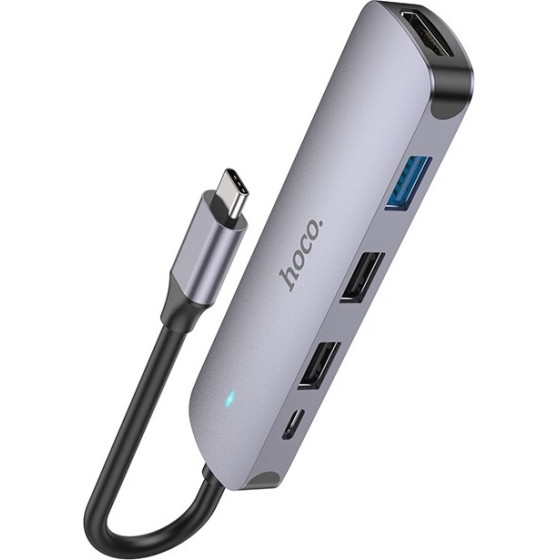 Hoco Hub USB-C HDMI+PD60W+USB3.0+2xUSB2.0 60W 20V/3A ���� - (HB27)