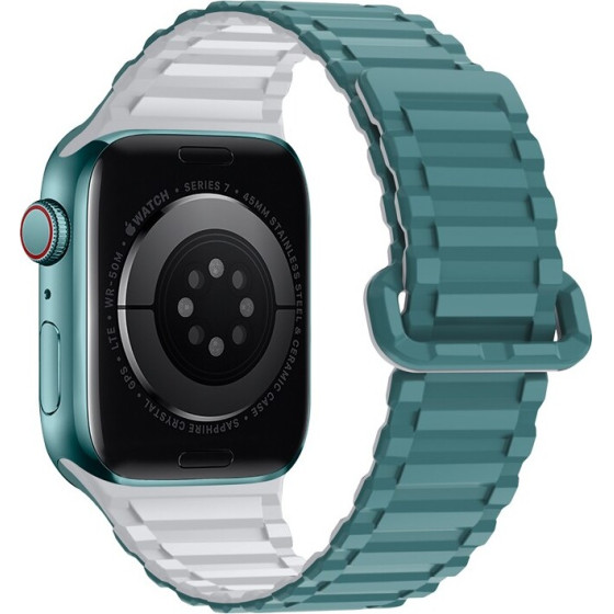 Hoco Watchband Military Pattern 42/44/45/49mm ��� Apple Watch 1/2/3/4/5/6/7/8/SE/Ultra Green Shirt Grey Silicon Band - (WA06 Flexible)