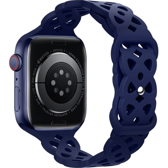 Hoco Watchband Rhombus Hollow 38/40/41mm ��� Apple Watch 1/2/3/4/5/6/7/8/SE Dark Blue Silicon Band - (WA09 Flexible)