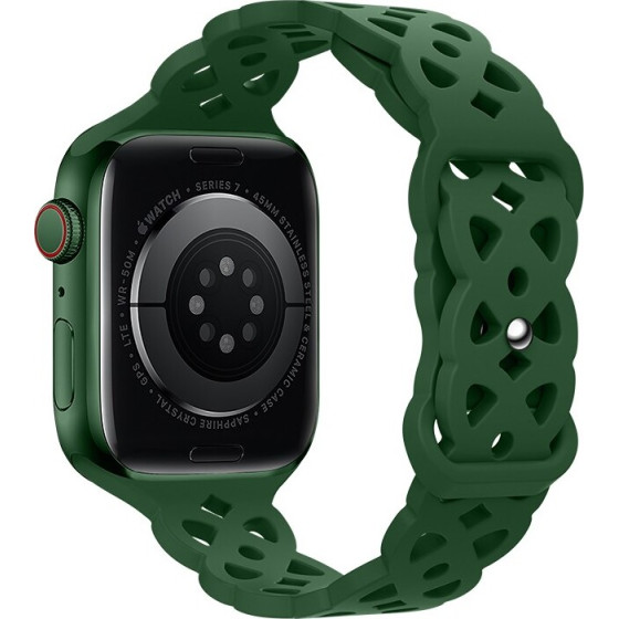 Hoco Watchband Rhombus Hollow 38/40/41mm ��� Apple Watch 1/2/3/4/5/6/7/8/SE Dark Green Silicon Band - (WA09 Flexible)