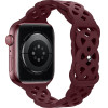 Hoco Watchband Rhombus Hollow 42/44/45/49mm ��� Apple Watch 1/2/3/4/5/6/7/8/SE/Ultra Red Wine Silicon Band - (WA09 Flexible)