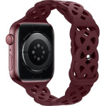Hoco Watchband Rhombus Hollow 42/44/45/49mm ��� Apple Watch 1/2/3/4/5/6/7/8/SE/Ultra Red Wine Silicon Band - (WA09 Flexible)