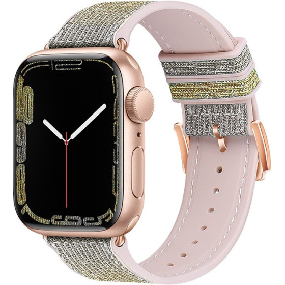 Hoco Watchband series 42/44/45/49mm ��� Apple Watch 1/2/3/4/5/6/7/8/SE/Ultra Silver Yellow Silicone Band - (WA11 Diamond)