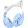 Hoco Wireless ��������� Stereo Cat Ears 400mAh Micro SD ��� AUX Crystal Blue - (W42)