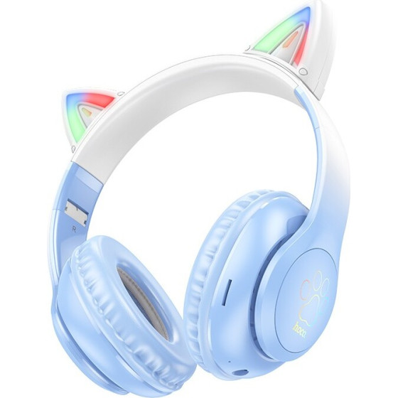 Hoco Wireless ��������� Stereo Cat Ears 400mAh Micro SD ��� AUX Crystal Blue - (W42)