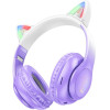 Hoco Wireless ��������� Stereo Cat Ears 400mAh Micro SD ��� AUX Purple Grape - (W42)