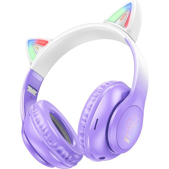 Hoco Wireless ��������� Stereo Cat Ears 400mAh Micro SD ��� AUX Purple Grape - (W42)