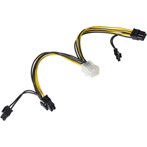 Akyga ���������� �� ������� PCI-E 6 pin ������ / 2x PCI-E 6+2 pin �������� 2x 15cm - (AK-CA-55)