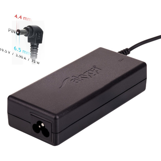 Akyga ����������� Notebook 19.5V /3.9A 75W 6.5 x 4.4mm + pin SONY 1.2m - (AK-ND-19)
