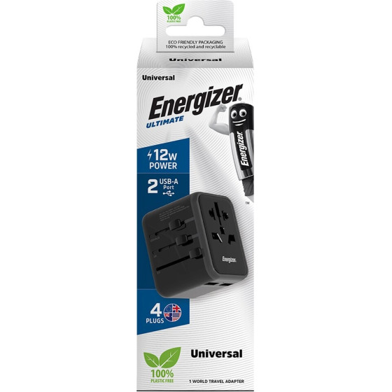 Energizer ���������� ��������� �������� USN/CN AU UK EU �� 2XUSB-A 12W ����� - (TA637A)
