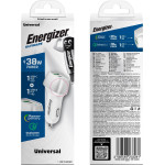 Energizer ��������� ����������� �� PD, QC �� ����� USB-C/USB-A 38W/4A ����� - (D38WS)