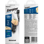 Energizer ��������� ����������� �� PD, QC �� ����� USB-C/USB-A 38W/4A �����-����� - (D38BG)