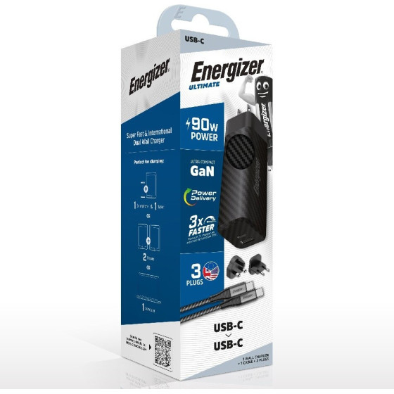 Energizer ��������� �������� �� ����� USB-C/USB-A 90W ������� USB-C/USB-C ����� - (A90MUC)