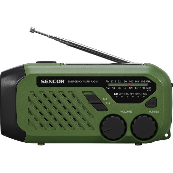 Sencor ��������� Camping ������ �� USB-C, Hand Crank ��� ����� ������� LED FM/AM IPX4 ������� - (SRD 1000SCL GR)