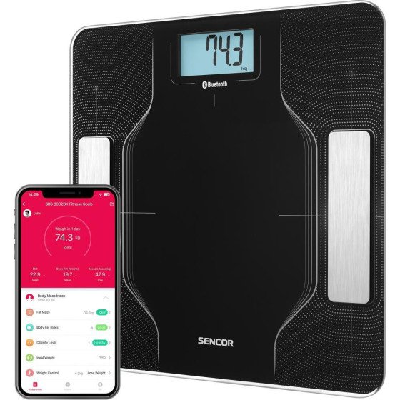 Sencor ������� ������� Smart Fitness �� Bluetooth ��� iOS ��� Android - (SBS 8002BK)