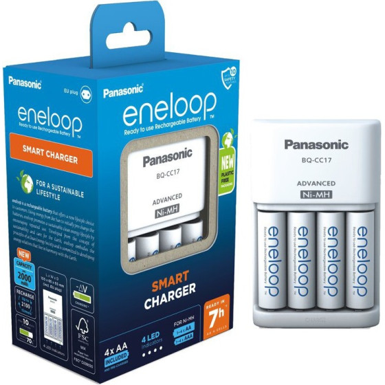 Panasonic ��������� ��������� Eneloop ��� AA/AAA �� 4 �� ��������� 2000mAh - (BQ-CC17)
