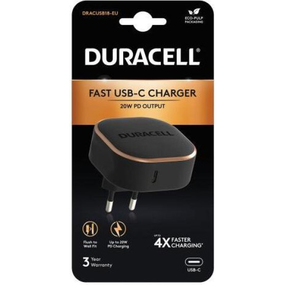 Duracell ��������� �������� Pd 20W �� ����� Usb C ����� - (DRACUSB18-EU, PR-DRACUSB18-EU)