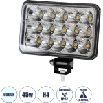 GloboStar Vehicle & Forklift Work Lights - ���� �������� ��� ������� ���������� - ����� H4 H/L Led 45W Dc 9-80V ��������� IP67 ����� ����� 6000K �20.5 x �13.5 x �6.5cm - (85420)