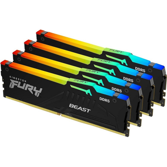 Kingston Memory Fury Beast Black Rgb DDR5, 5600MT/s, 64GB,Kit Of 4 - (KF556C40BBAK4-64)