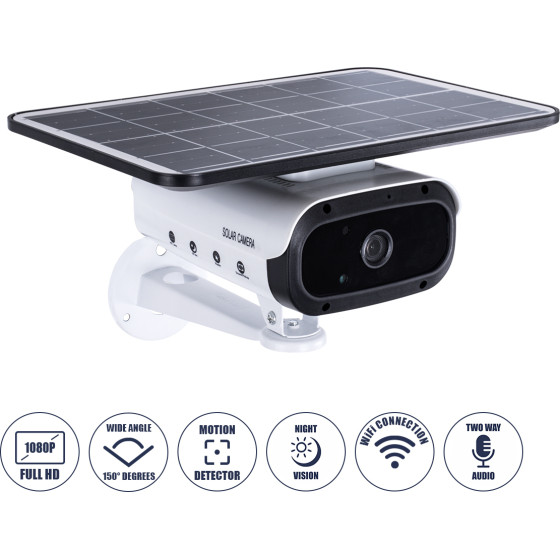 GloboStar �������� ������ Camera 1080P 2MP WiFi 150� �������� 3200mAh ������������ ����� ����� ���������� ������� ��������� IP66 ����� ����� 6000K - ����� - (86047)
