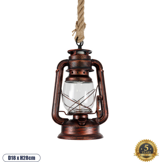 GloboStar BARBAROSSA Vintage �������� ��������� ������ �������� 1 x E27 AC220-240V IP20 - �18 x �28cm - ������� ������ ��������� �� ������� ����� ��� �������� ������ ������� - (01707)