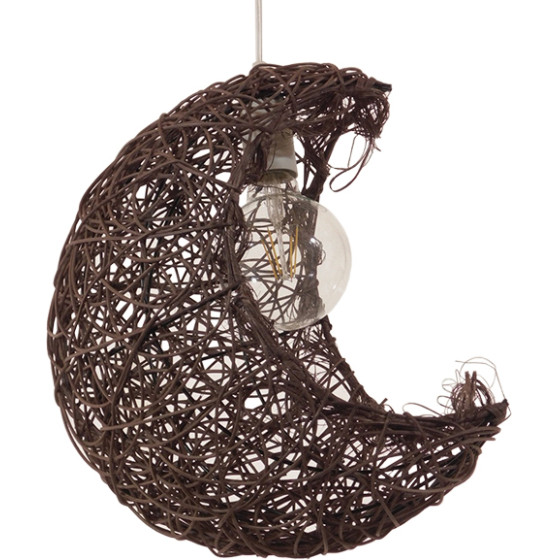 GloboStar CRESCENT Vintage �������� ��������� ������ �������� 1 x E27 ���� ������ ������ ������ Rattan �30 x �20 x �35cm - (01330)