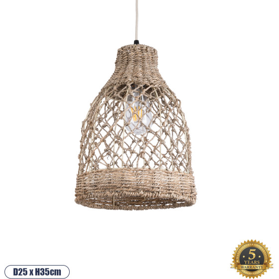 GloboStar ECUADOR Boho �������� ��������� ������ �������� 1 x E27 AC220-240V IP20 - �25 x �35cm - ���� Seagrass - ���� ������ ������� - (02118)