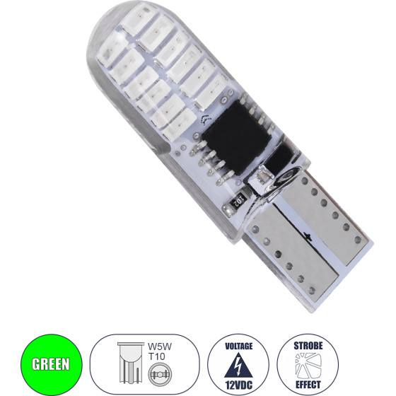 GloboStar ����� ����������� LED STROBE T10 W5W 24xSMD3014 1W 120lm 360� DC 12-16V IP20 �1 x �3.2cm ������� - (08343)